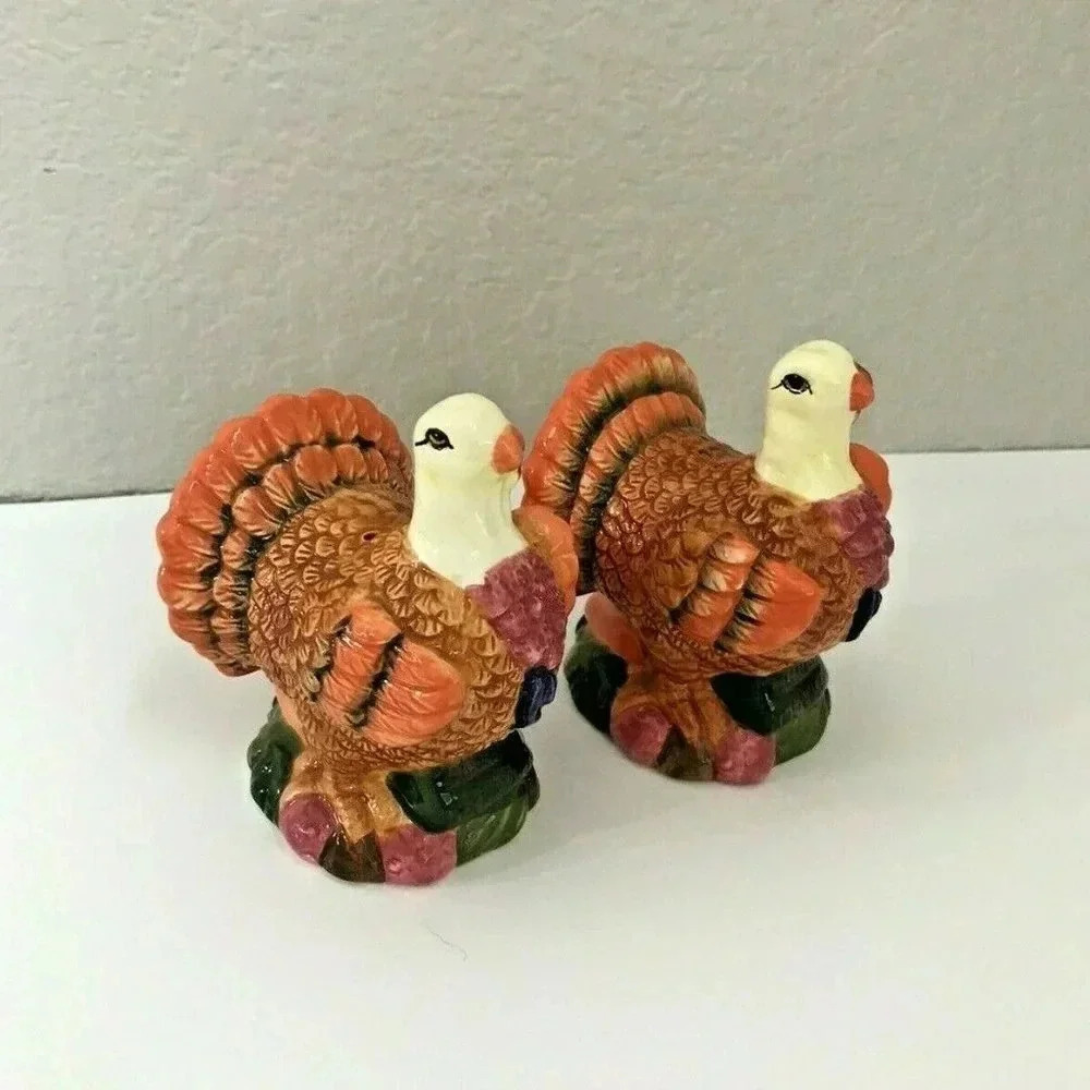 Vintage Fall Turkey Thanksgiving Salt & Pepper Shaker Set